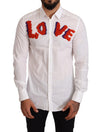 White Love Patch Cotton Formal Shirt