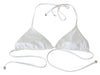 White Nylon Solid Halter Two Piece Swimwear Bikini