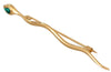 Gold Brass Snake Green Crystal Lapel Pin Brooch