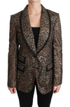 Gold Black Lace Blazer Coat Floral Jacket