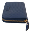Blue Leather Micro Guccissima Zip Around Wallet