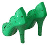 Green Crystal Floral CINDERELLA Heels Shoes