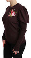 Maroon Floral Wool Pullover Sweater