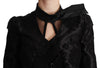 Black Floral Jacquard Blazer Silk Jacket