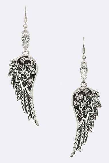 Filigree Wing & Crystal Earrings