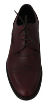 Red Bordeaux Leather Derby Formal Shoes