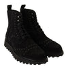 Black Suede Leather Ankle Boots Studs Shoes
