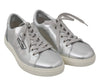 Silver Leather Mens Casual Sneakers