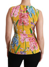 Yellow Floral Stretch Top Tank Blouse