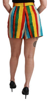 Multicolor Riga Pittorica Mini Shorts