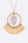 Semi Precious Pebble & Fan Pendant Necklace