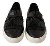 Black Leather Tassel Slip On Loafers Shoes