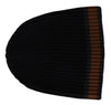 Black Striped Men Cashmere Winter Hat