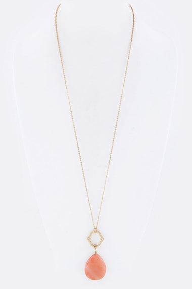 Semi Precious Teardrop Pendant Necklace