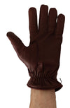 Brown Leather Lamb Skin Biker Gloves