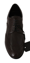 Brown Leather Broques Oxford Wingtip Shoes