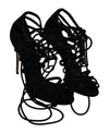Black Suede Strap Stilettos Shoes Sandals