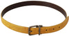 Yellow Exotic Skin Leather Grey Buckle Belt