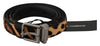 Brown Patterned Silver Buckle Leather Belt