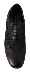 Black Leather Brogue Wing Tip Men Formal Shoes