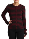 Black Red Striped Viscose Cardigan Sweater