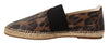 Brown Leopard Print Leather Espadrilles Shoes