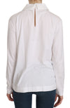 White Cotton Longsleeve Collared Top Blouse