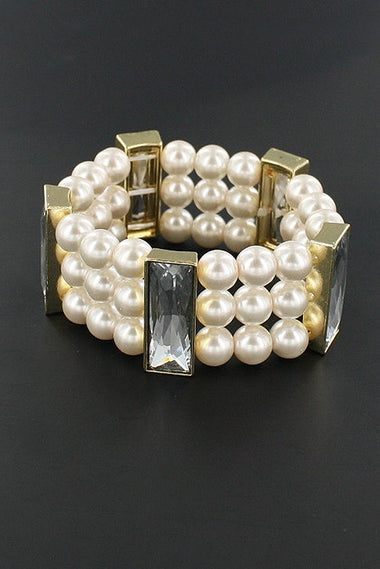 Glass Bead Pearl Bracelet