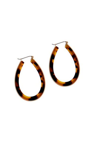 OVAL CUTOUT ACETATE LATCH HOOP EARRING
