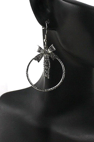 Ribbon Hoop Dangle Earring