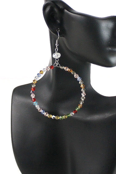 Crystal Beaded Hoop Dangle Earring