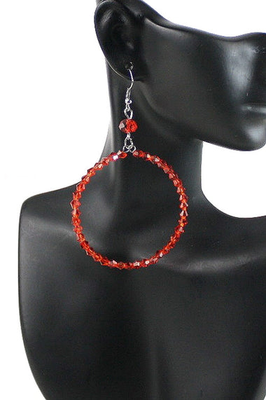 Crystal Beaded Hoop Dangle Earring