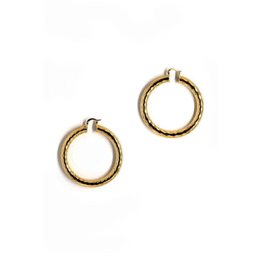 THICK DIAMOND CUT HOOP EARRING 2.25