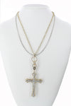 Layer Chain Rhinestone Cross Pendant Necklace