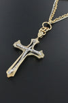 Layer Chain Rhinestone Cross Pendant Necklace