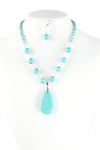 Turquoise Gemstone Pendant Necklace Earring Set