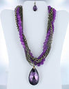 Teardrop Siam Glass Stone Chain Necklace