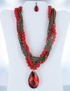 Teardrop Siam Glass Stone Chain Necklace
