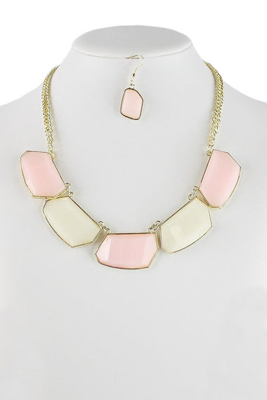 Multi Color Acrylic Gems Bib Necklace
