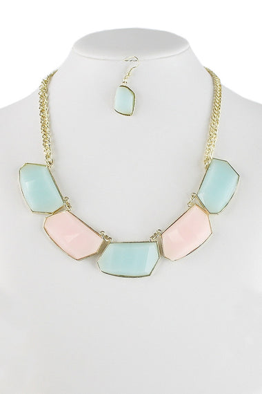 Multi Color Acrylic Gems Bib Necklace