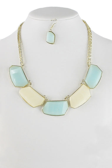 Multi Color Acrylic Gems Bib Necklace