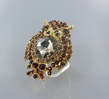 Rhinestone Owl Stretch Ring