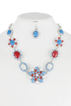 Crystal and Acylic Bead Statement Necklace Earring Set