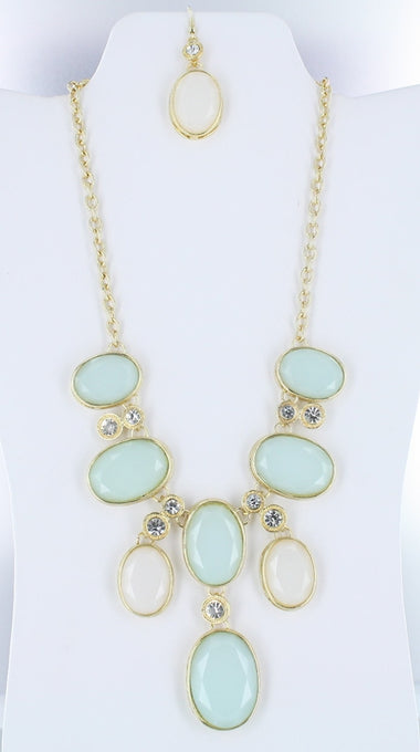 Oval Acrylic Gems Bib Necklace