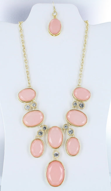 Oval Acrylic Gems Bib Necklace