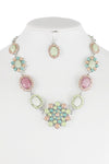 Crystal and Acylic Bead Statement Necklace Earring Set