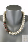 Faux Pearl and Rhinestone Ball Beaded Necklace Earring Set