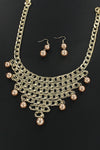 Faux Pearl / Metallic Bib Necklace Earring Set