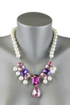 Glass Bead Pendant Pearl Necklace Earring Set