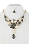 Crystal and Acrylic Gem Statement Necklace Earring Set